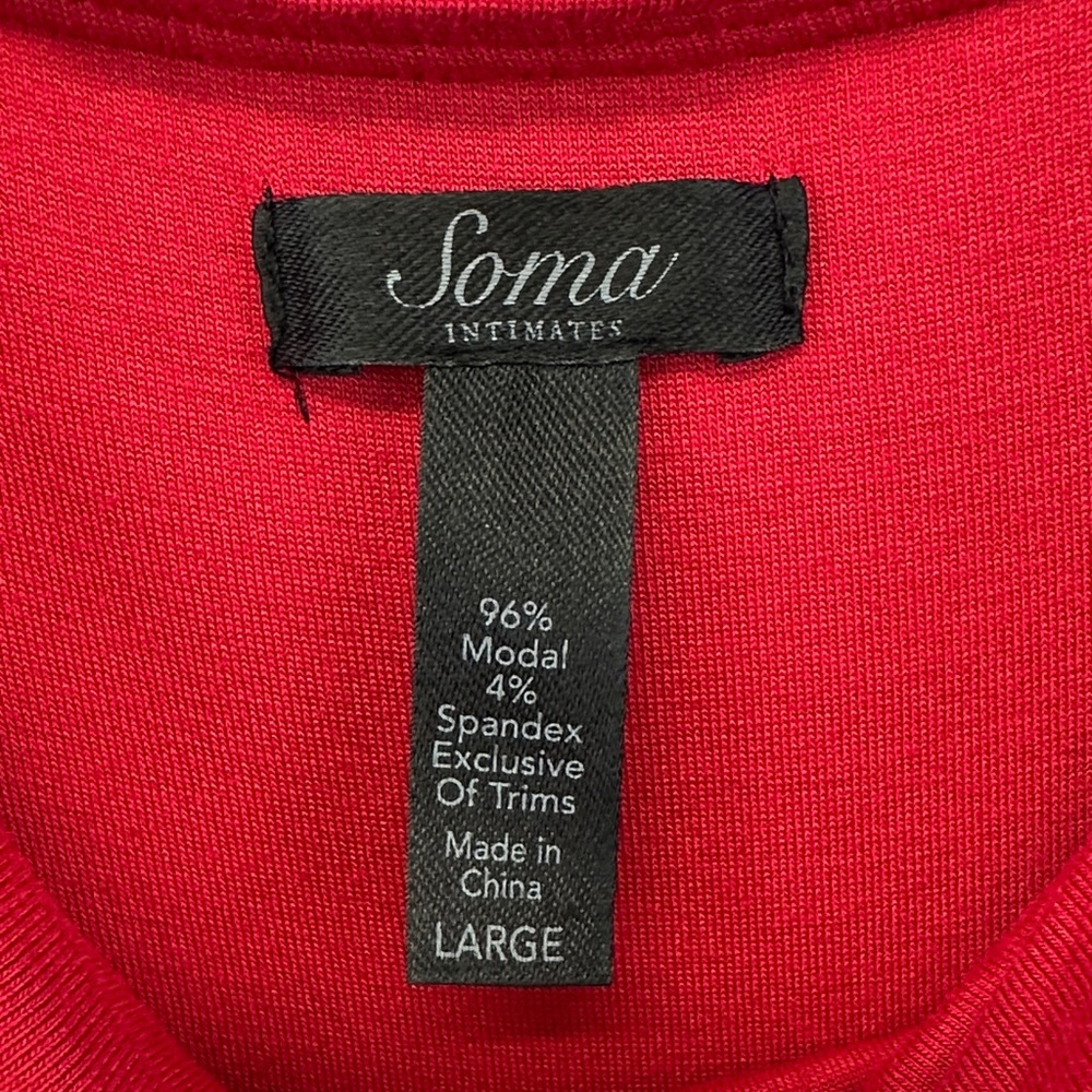Soma Red Jersey Knit Spaghetti Strap Maxi Dress Lounge Travel Dress L - Picture 2 of 6